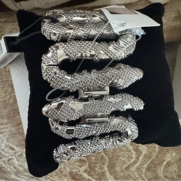 NEW Roberto Cavalli Gray Cleopatra Snake Enamel Silver Oval Dial Watch